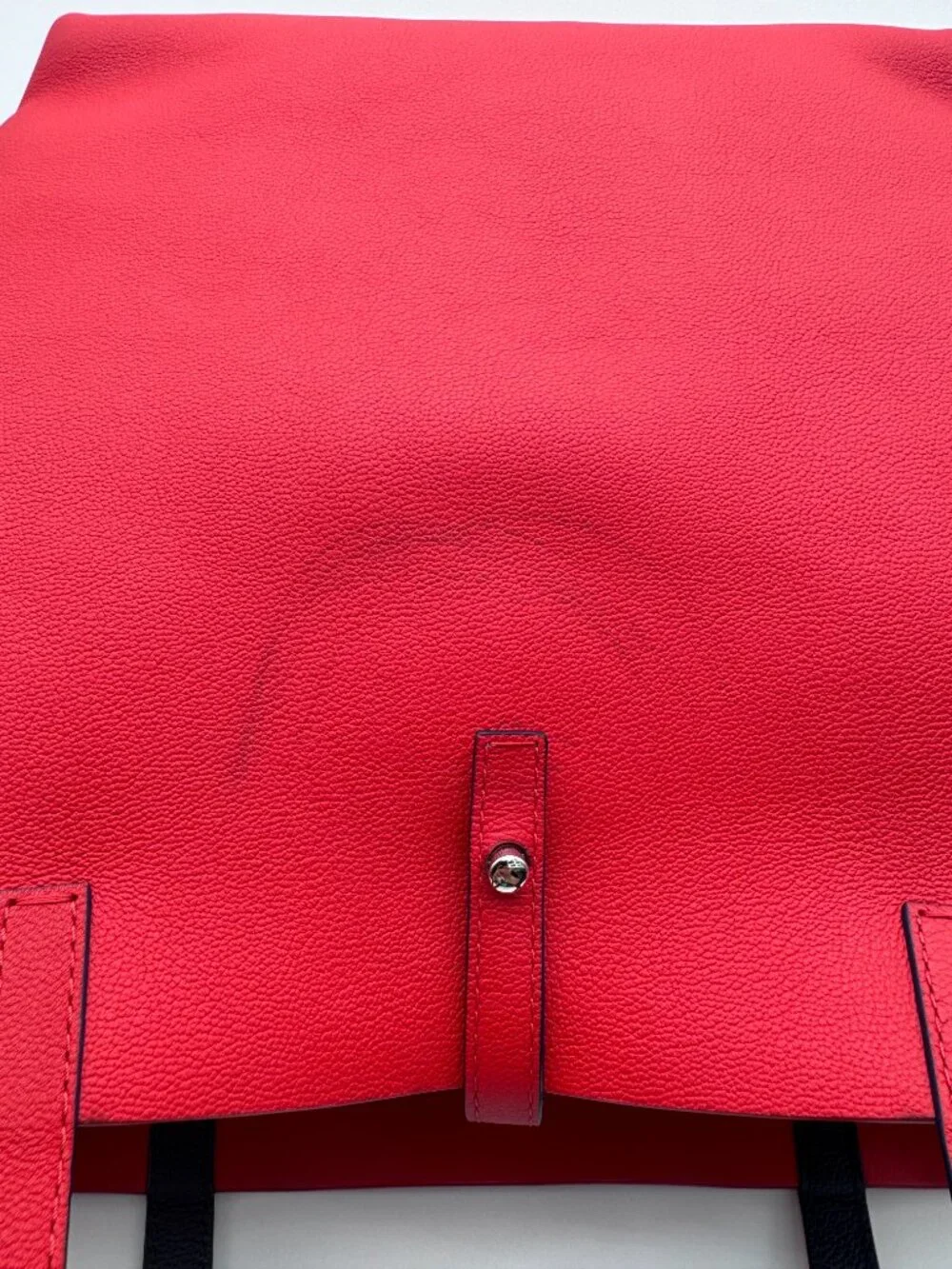 CH Carolina Herrera Large Red Leather Tote Bag with Removable Zip Pouch